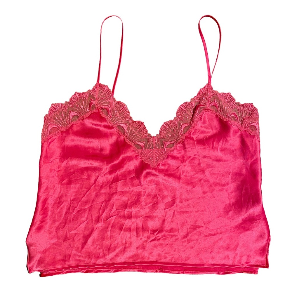 Reworked Hot Pink Satin Cropped Cami